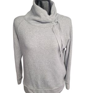 Diadora Women's Gray Heathered Slouchy High Neck Sweatshirt L